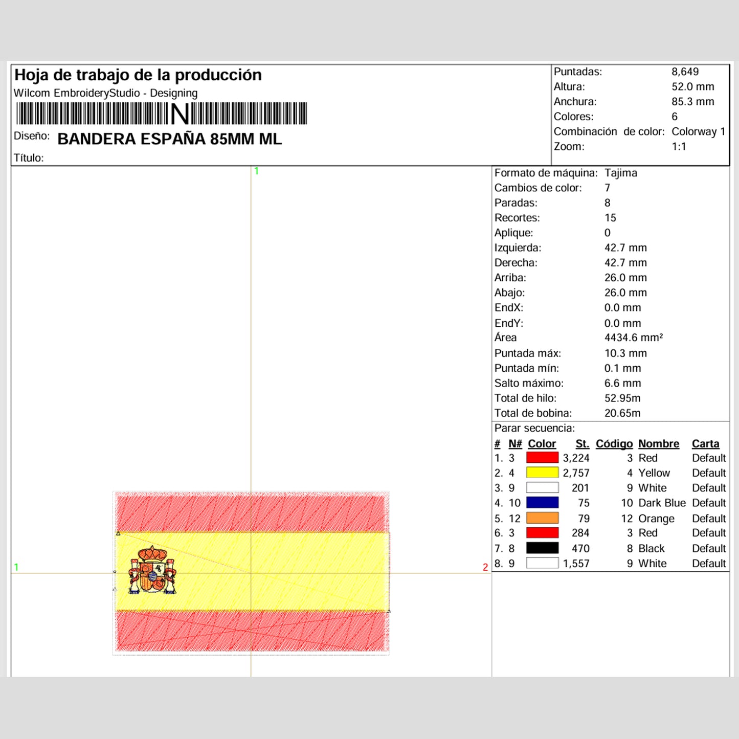 Matriz de Bordado / Ponchado – Bandera de España