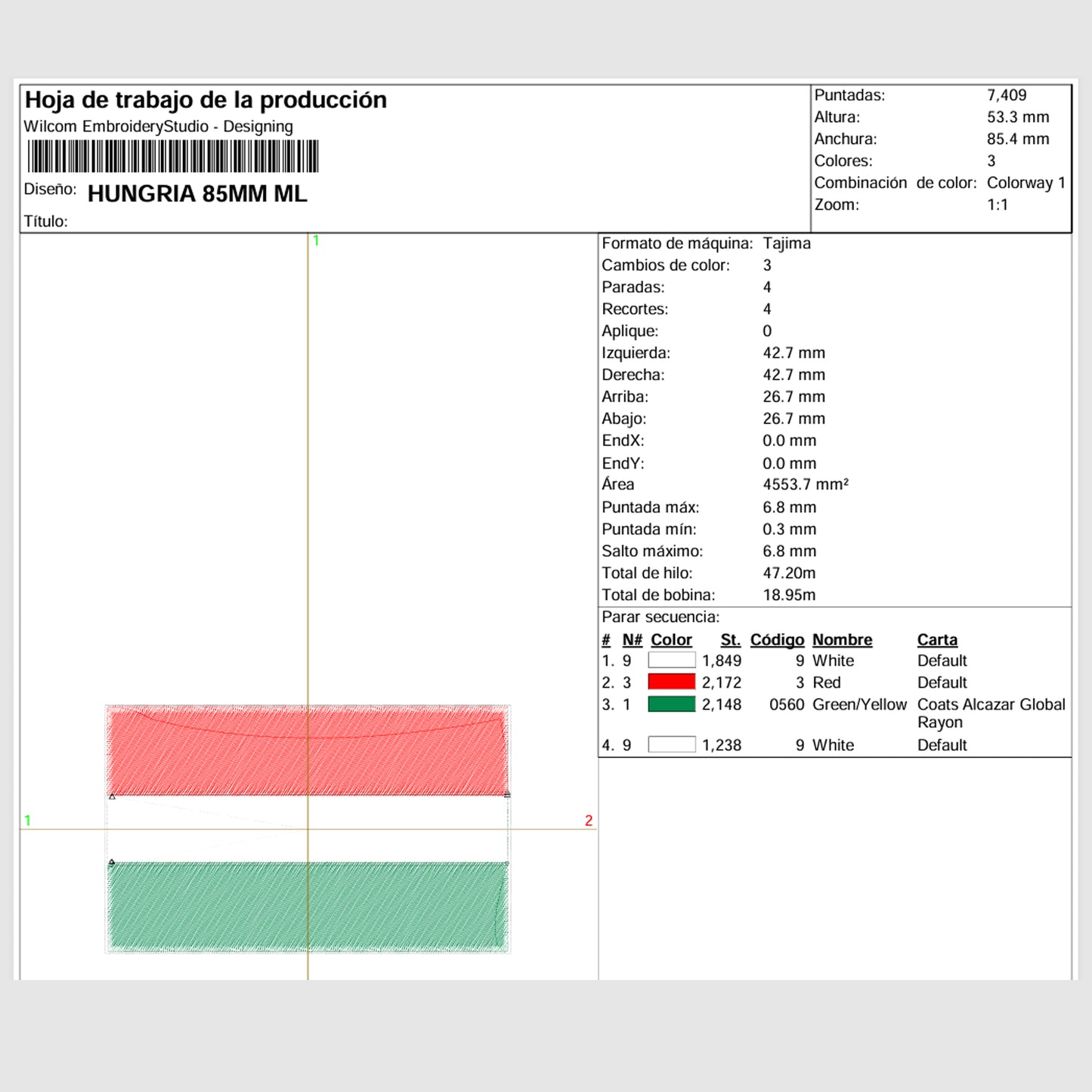 Matriz de Bordado / Ponchado – Bandera de Hungría