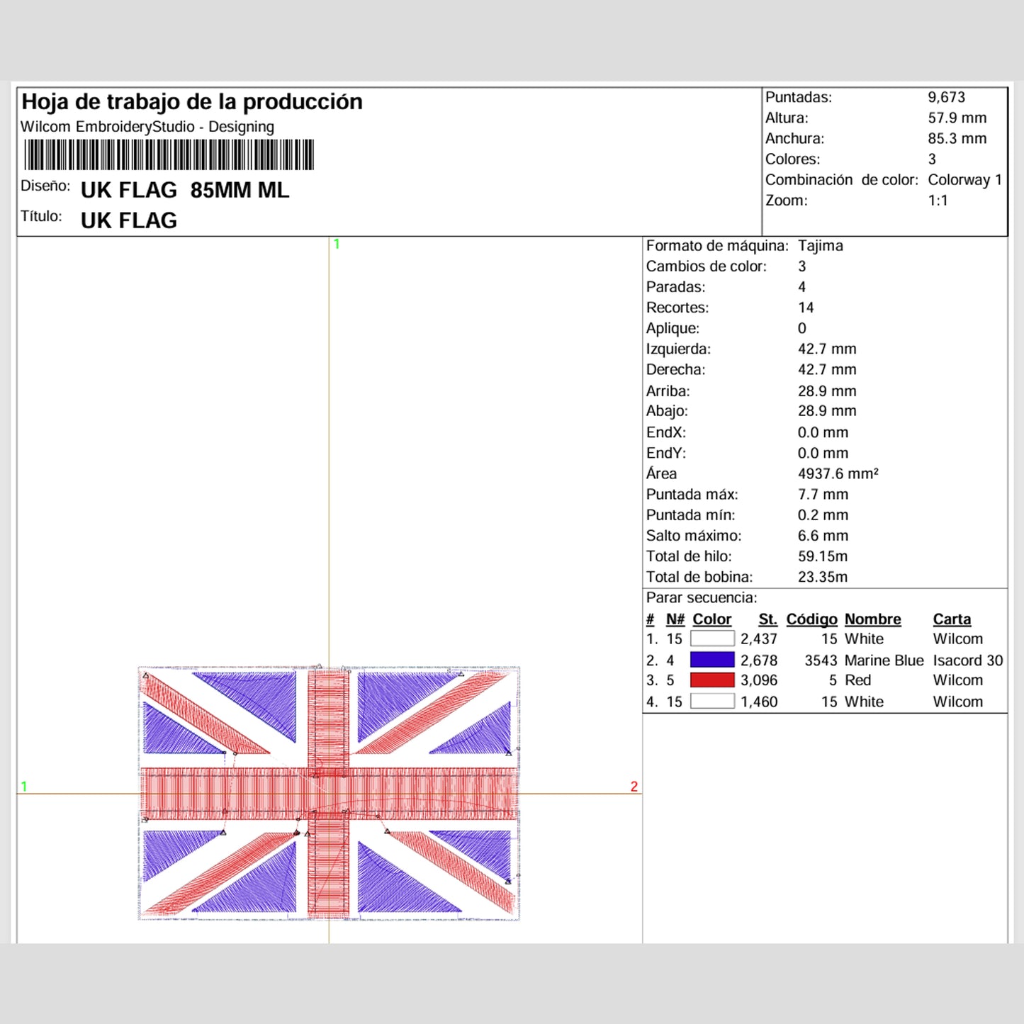 Matriz de Bordado / Ponchado – Bandera de Reino Unido