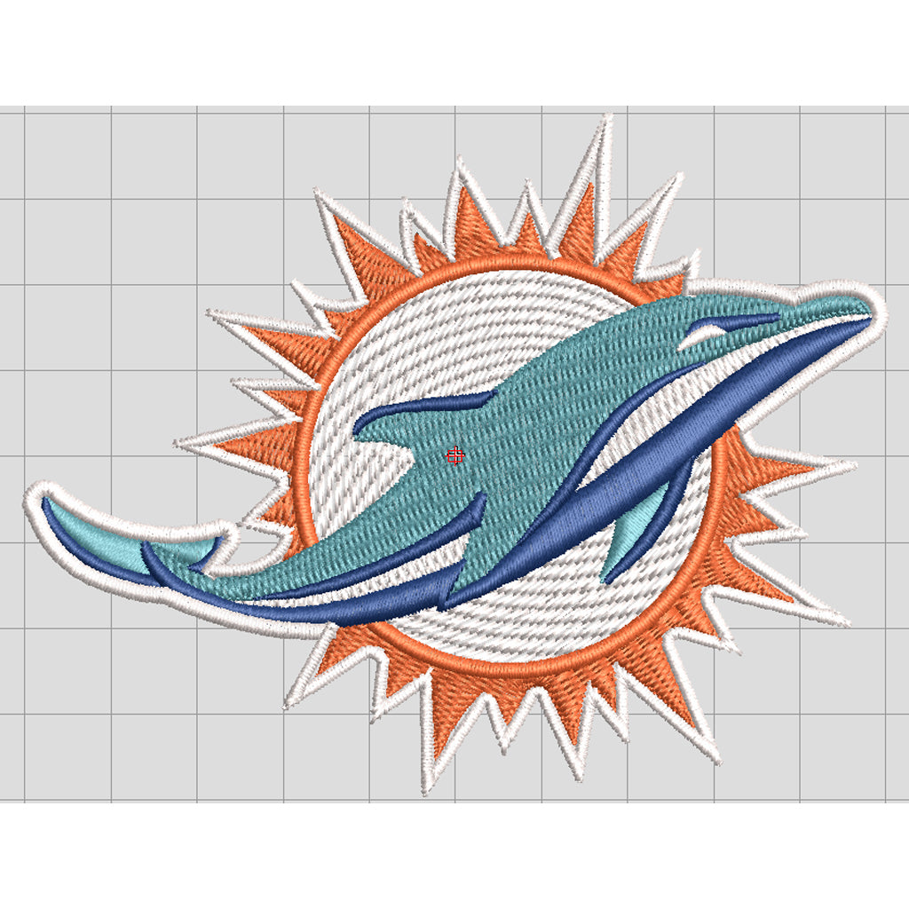 🏈 Matriz de Bordado Ponchado Delfines de Miami (NFL) – 10 × 7.9 cm