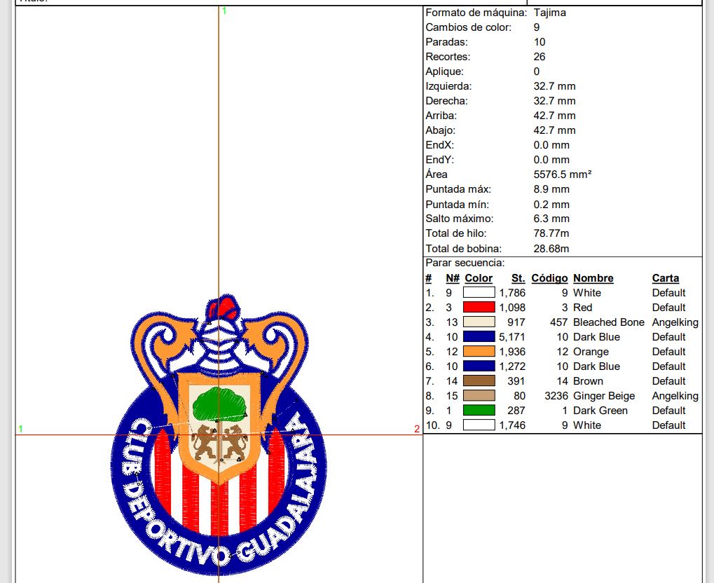 Matriz de Bordado Ponchado Chivas – 8.5 cm