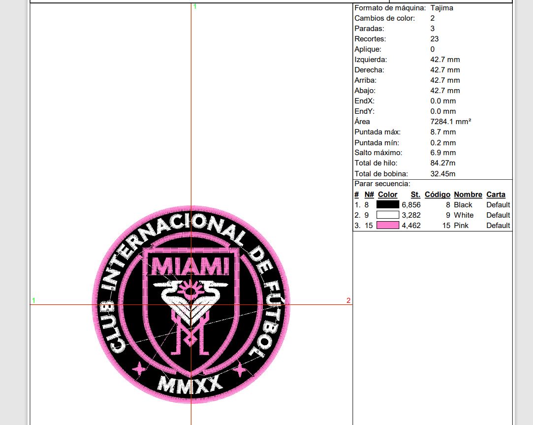 ⚽ Matriz de Bordado Ponchado Inter de Miami