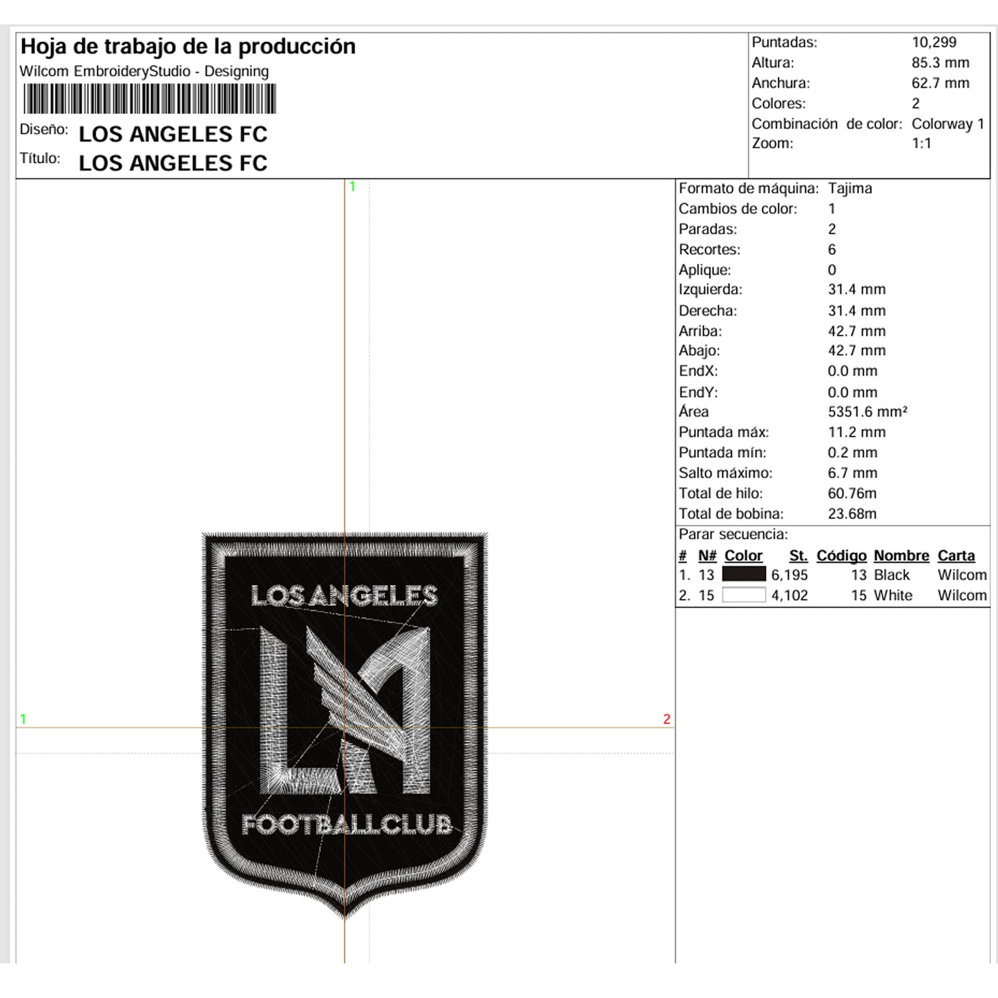 Matriz de Bordado Ponchado LAFC – 8.5 cm
